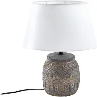 LINDBY bordlampe Aelith, Ø 30 cm, grå, keramikk, E27