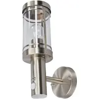 LINDBY utendørs vegglampe Djori, sensor, aluminiumsfarget, E27