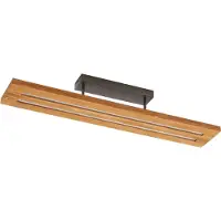 LINDBY taklampe Nesaja, svart, tre, 98 cm, dimbar