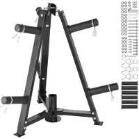 Vevor vektskivestativ, vektskivetre for 2-tommers vektskiver, standard vektskivetre, vektoppbevaringsholder med lastekapasitet på 300 lbs, oppbevaringsstativ for vektstangstativ til hjemmegym, svart