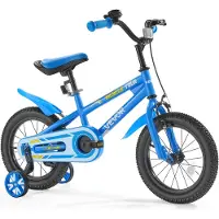 Vevor barnesykkel, 35,56 cm BMX-sykkel, syklisthøyde 90 cm - 115 cm, støttehjul inkludert, solid og enkel å montere, småbarnssykkel for gutter og jenter som lærer å sykle, blå