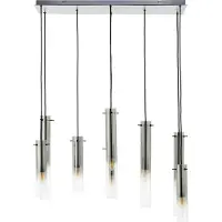 Brilliant Hengelampe Glasini, lengde 80 cm, røykgrå, 8-lys, glass