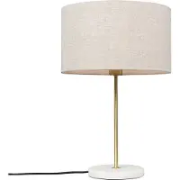 QAZQA Bordlampe messing med grå skjerm 35 cm - Kaso