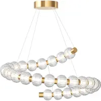 Maytoni LED-hengelampe Amulet, Ø 80 cm, klar/gull, glass