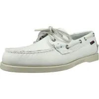 Sebago for man. 7000H00 Docksides leather boat shoes Portland white (45), Flat, Laces, Casual