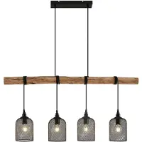 LINDBY hengelampe Elrond, 116 cm, svart, 4 lyskilder, tre