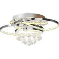 LUCANDE LED-taklampe Keely, kromfarget, krystall, 45 cm