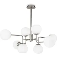 Maytoni hengelampe Erich, nikkelfarget, glass/metall, 8 lyskilder.