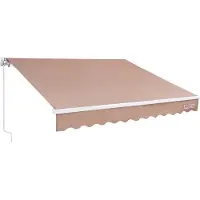 Vevor Manuell uttrekkbar markise, 8 x 7 fot utendørs terrassemarkise uttrekkbar solskjerm, vannavstøtende polyester terrassedørvindumarkise solskjerm med sveivhåndtak for bakgård, balkong