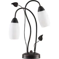 LINDBY bordlampe Stefania, svart/gull, glass, E14, 40 cm