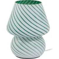LINDBY Andriana bordlampe, grønn/hvit, glass, Ø 15 cm
