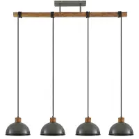 LINDBY hengelampe Durbis, 116 cm, 4 lyskilder, grå, tre, E27