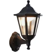 LINDBY utendørs LED-vegglampe Iavo, sensor, svart, 38 cm, IP44