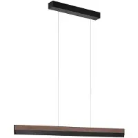 Quitani LED hengelampe Keijo, svart/nøtt, 103 cm