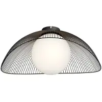 LINDBY Fabronia taklampe, svart/hvit, glass, kuppel, E27
