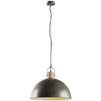 LINDBY hengelampe Holgar, grønn, tre, metall, Ø 45 cm, E27