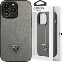 GUESS Saffiano Triangle Logo-etui for iPhone 13 Pro Max 6,7" - sølv