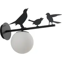 LINDBY utendørs vegglampe Lintu, metall, svart, IP44, fugl