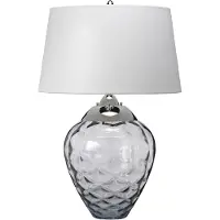 Quintiesse Samara bordlampe, Ø 45,7 cm, grå, stoff, glass, 2 lamper