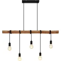 LINDBY hengelampe Rom, 5 lyskilder, tre, tau, svart, 116 cm