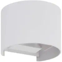 LINDBY LED utendørs vegglampe Nivar, rund, hvit, metall, IP54