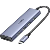 UGREEN HUB CM511 20956A 6-i-1 USB-C – HDMI / 3x USB-A 3.0 / SD/TF-kortleser – grå