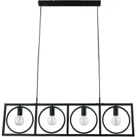 LINDBY pendellampe Mateja, svart, metall, 112 cm, 4-lys.