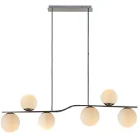 LINDBY hengelampe Avalyn, nikkelfarget, glass, 110 cm, E14