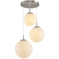 LINDBY hengelampe Heleska, hvit, glass, 3 lyskilder, Ø 47cm