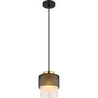 Globo Olga pendellampe, Ø 18 cm, svart, metall/glass