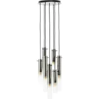 Brilliant Hengelampe Glasini, Ø 32 cm, røykgrå, 7-lys, glass