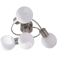 LINDBY taklampe Ciala, 43 cm, 4 lyskilder, nikkelfarget, glass