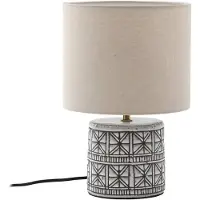 LUCANDE bordlampe Thalorin, 36,5 cm, svart/hvit, keramikk