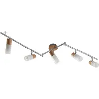 LINDBY downlight Christoph, 130 cm, 5 lyskilder, tre, glass