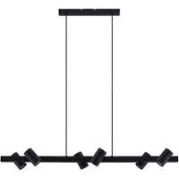 LINDBY hengelampe Savoli, 116 cm, svart, 6 lyskilder, stål