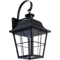 LINDBY utendørs vegglampe Mertollio, høyde 47 cm, svart, glass