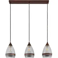 LINDBY pendellampe Millina, 70 cm, rustbrun, 3 lyskilder.