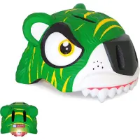 Crazy Safety Sykkelhjelm m. Lys - Tiger - Grønn - - 49-55 cm - Sykkelhjelm