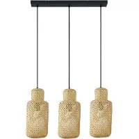 LINDBY Venora hengelampe, langstrakt, 3 lyskilder, 15 cm, bambus