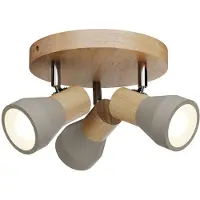 LINDBY Filiz spotlight, 3 lyskilder, Ø 20 cm, tre, betong, E14