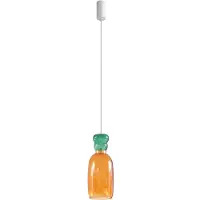 LUCANDE LED hengelampe Fay, oransje/mørkegrønn, glass, Ø 15 cm