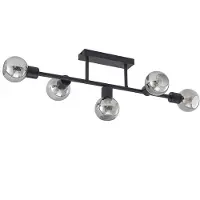 LINDBY taklampe Biscala, 5 lyskilder, svart/røyk, E14