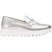 Wonders for woman. A-2480_5432_7222 Silver Aura Leather Moccasins (38), 3 to 5 cm, None, Casual, Classic