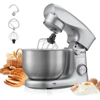 Vevor kjøkkenmaskin, 4,2 l elektrisk kjøkkenmaskin, 1500 W deigmikser, 10+ pulshastigheter, vippehode-matmikser med bolle i rustfritt stål, eltekrok, visp, visp, for baking, blanding, pisking og eltin