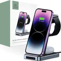 Tech-Protect QI15W-A26 induktiv lader 15W 3-i-1 for smarttelefon / hodetelefoner / Apple Watch - svart