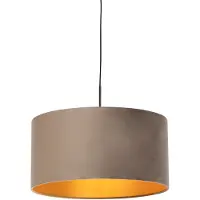QAZQA Hengende lampe med taupe fløyelshette med gull 50 cm - Combi