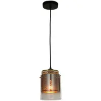 LUCANDE pendellampe Sterzy, Ø 15 cm, grå, glass, E27