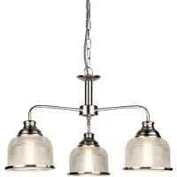 Searchlight Pendellampe Bistro II 3 lk sølv / bølget glass