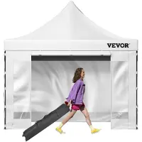 Vevor 10 x 10 FT Pop Up Baldakin-telt, Utendørs Gazebo-telt med avtagbare sidevegger og hjulveske, UV-bestandig vanntett Instant Gazebo Shelter for fest, hage, bakgård, hvit