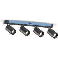 Calex GU10 downlight, svart, lengde 49 cm, 4 lyskilder, metall